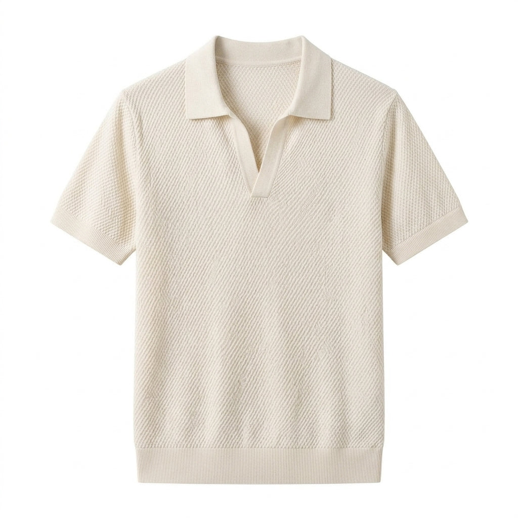 Agtxilue™ Mercer Knit Polo Shirt – Men's Textured Short Sleeve Business Casual Top