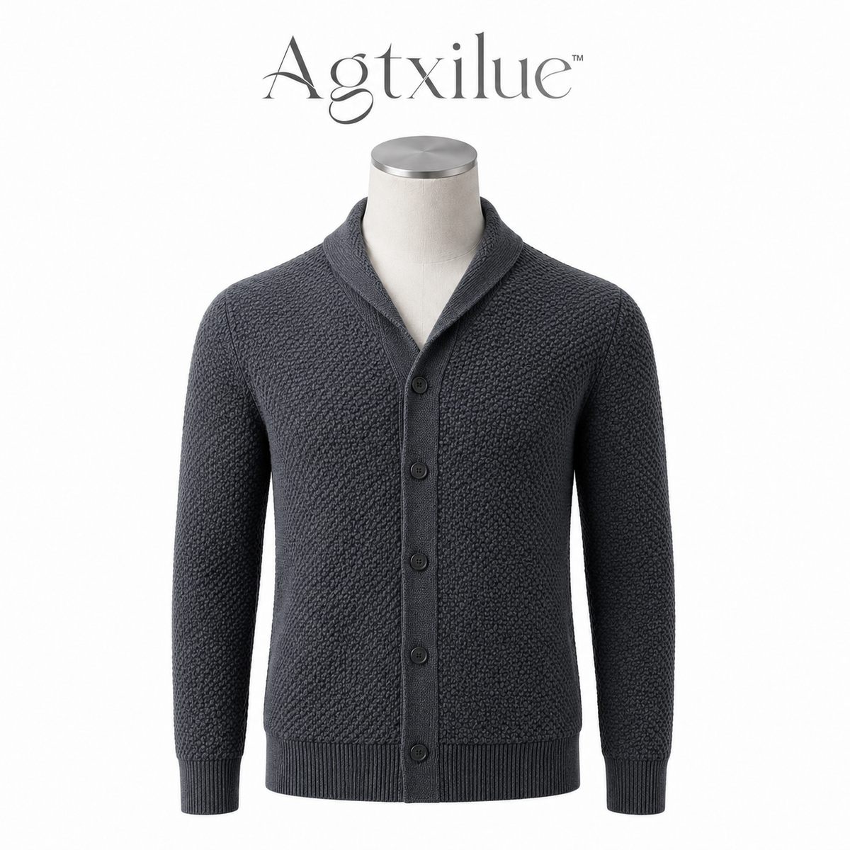 Agtxilue™ Beaumont Textured Cardigan – Men's Button-Up Business Casual Sweater Jacket