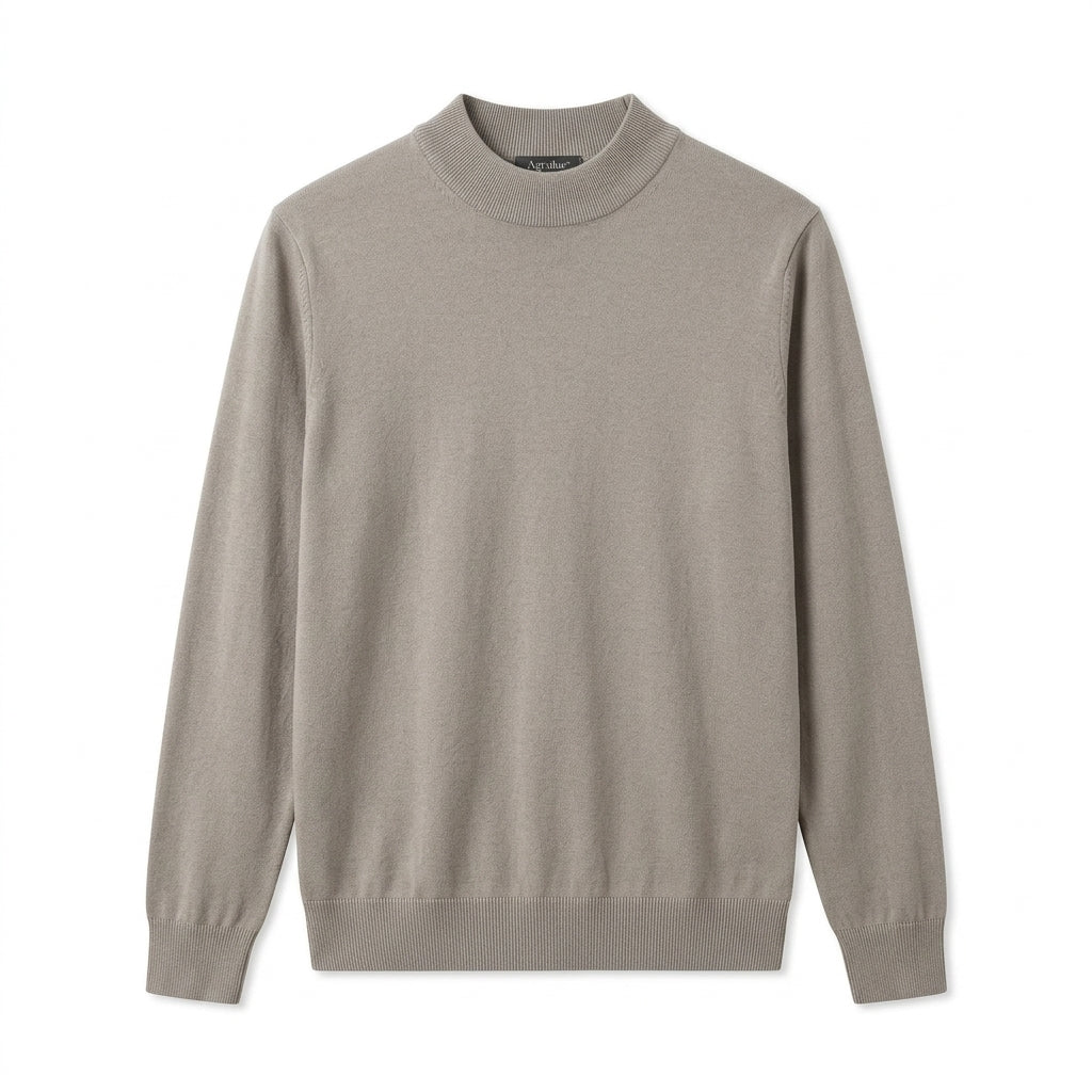 Agtxilue™ Calder Mock-Neck Knit Top – Men's Lightweight Business Casual Long Sleeve Sweater