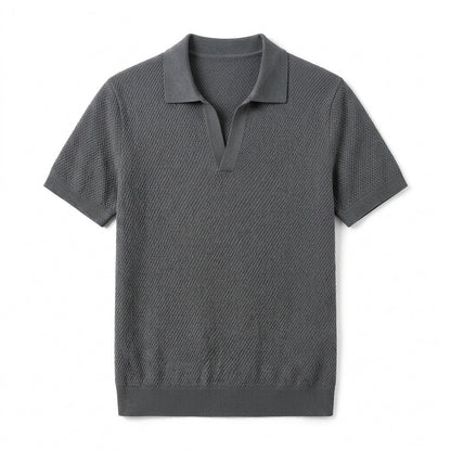 Agtxilue™ Mercer Knit Polo Shirt – Men's Textured Short Sleeve Business Casual Top