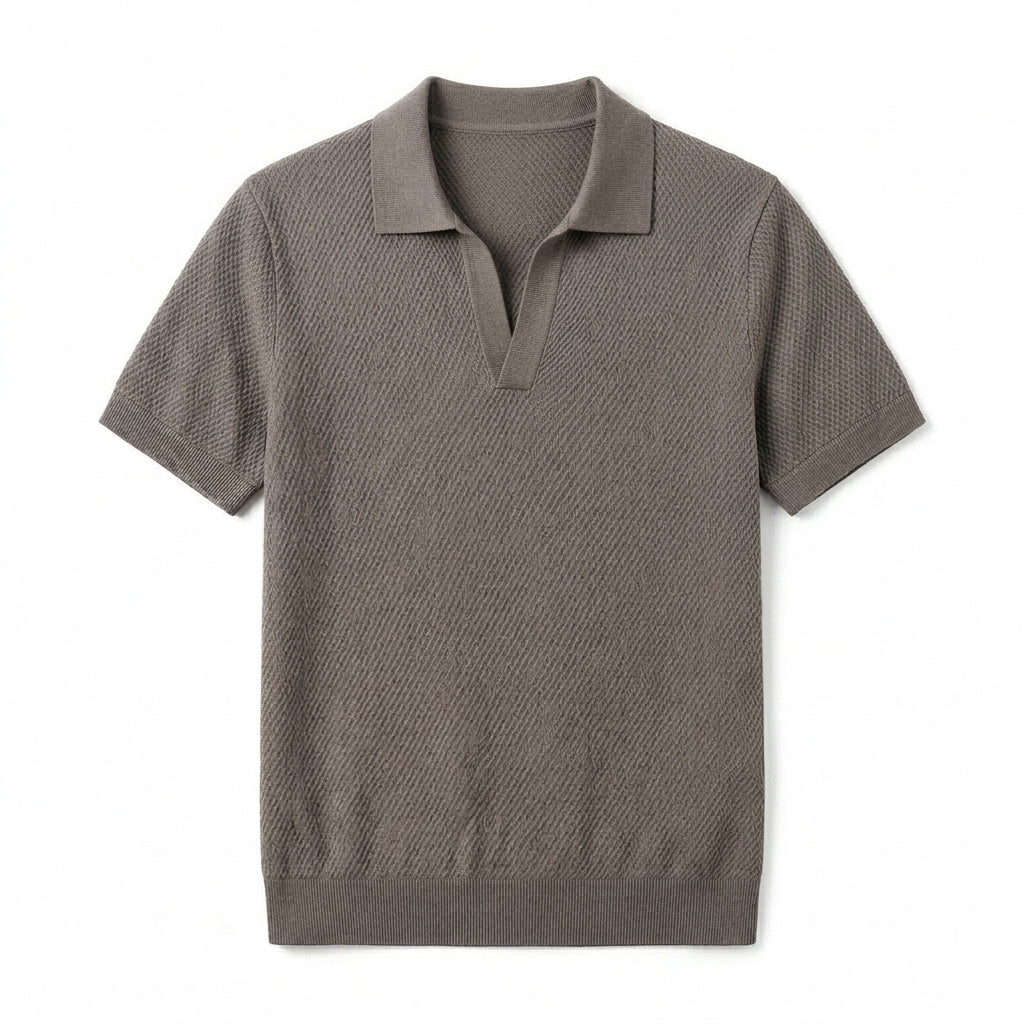 Agtxilue™ Mercer Knit Polo Shirt – Men's Textured Short Sleeve Business Casual Top