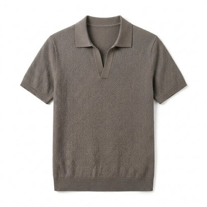 Agtxilue™ Mercer Knit Polo Shirt – Men's Textured Short Sleeve Business Casual Top