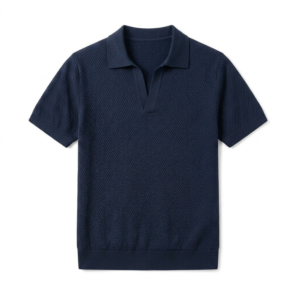 Agtxilue™ Mercer Knit Polo Shirt – Men's Textured Short Sleeve Business Casual Top